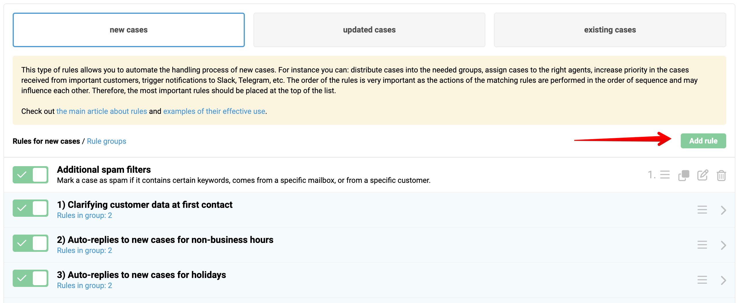 omnidesk create rule