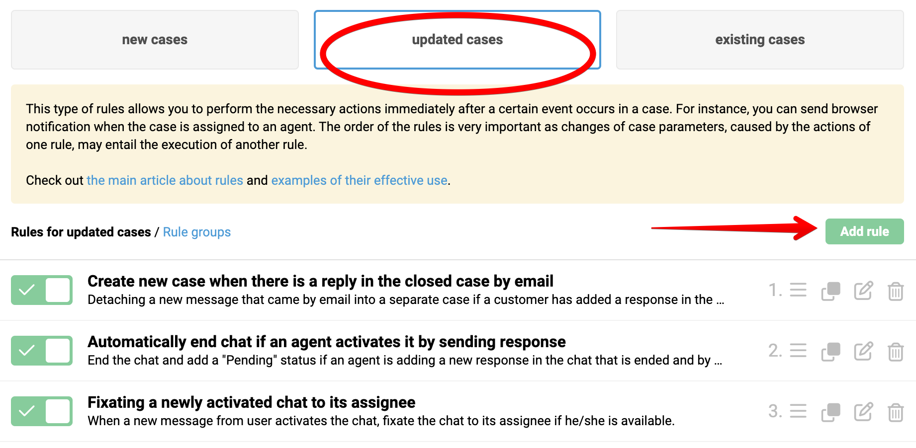 omnidesk rule for updates